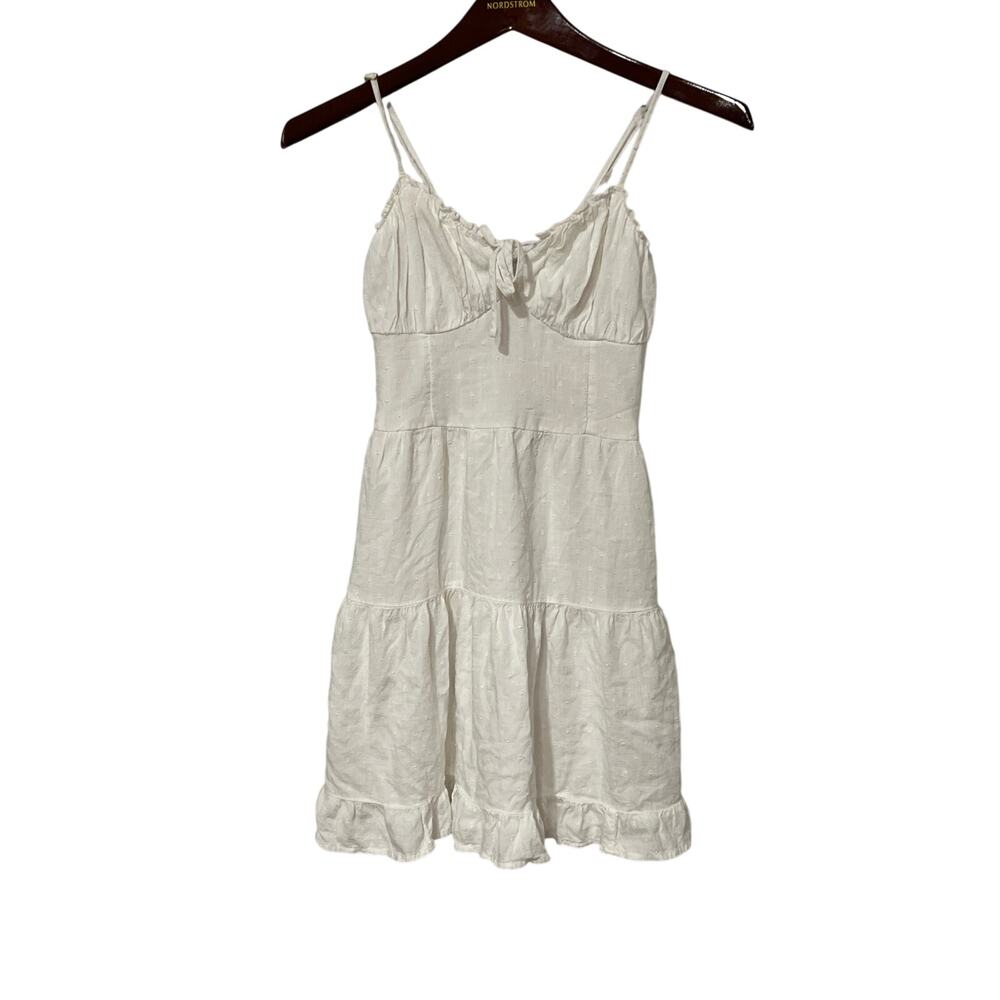 Hollister White Tie Front Smocked Back Tiered Mini Sundress Women's XS 1453Y